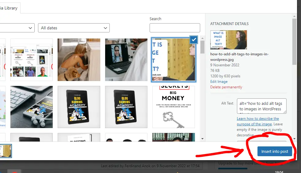 How do I Write Alt Text for an Image in WordPress Blog? 7 alt="How to insert an image alt text in WordPress"