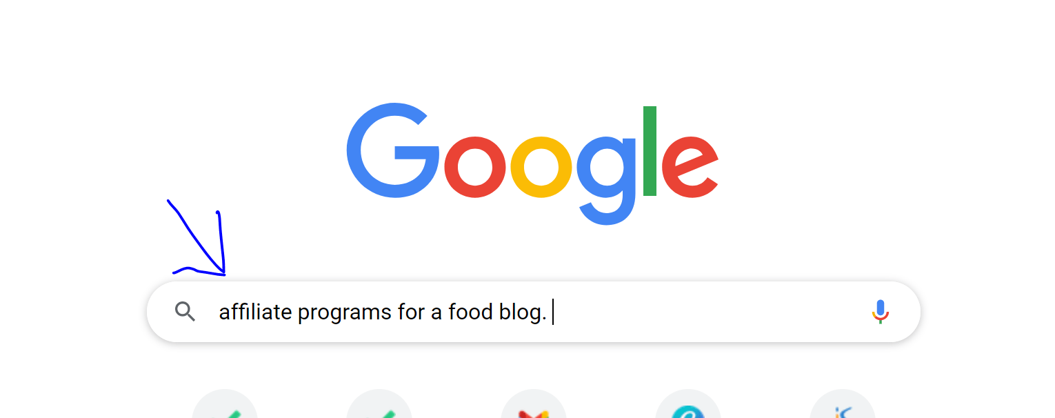 alt="Searching on Google for Affiliate programs for food bloggers"