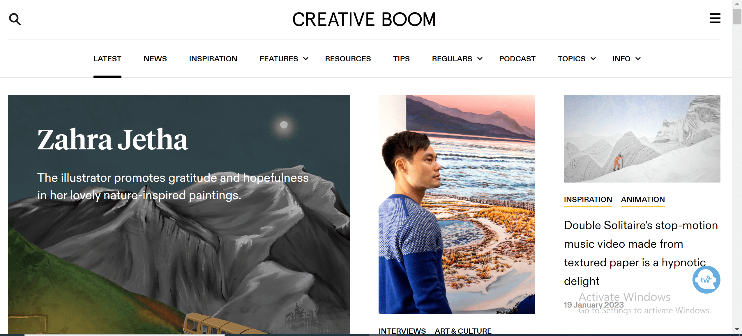 alt="CreativeBoom photography website homepage"