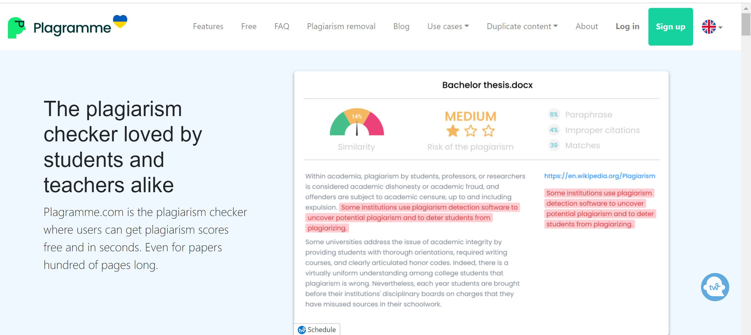 alt="screenshot of Plagramme plagiarism checker"