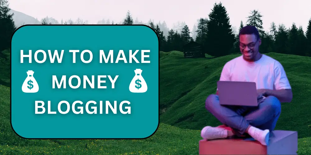 <img scr=How to make money with a blog.png" alt=a man is sitting down and writing a blog post on how make money with a blog"/>