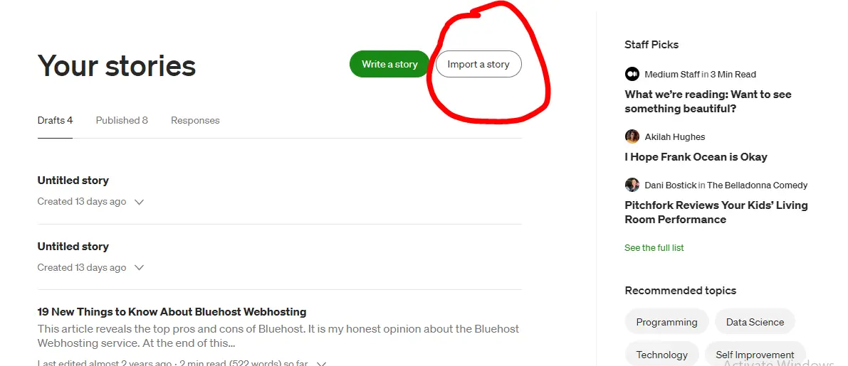 How to Get Backlinks to Your Website for Free 10 alt="How to import articles to Medium.com - step 2"